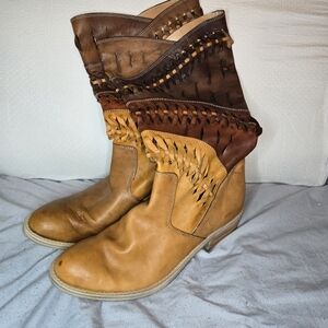 Summit White Mountain Womens  "Tallie" Leather Boots  Sz 8.5 / 39 Brown  Pics!